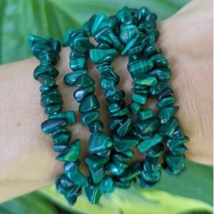 Gorgeous Green Malachite Tumbled Chip Stretch Bracelet