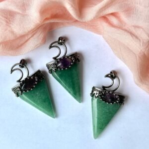 Green Aventurine Pendant with Amethyst Accent - Includes Necklace Cord
