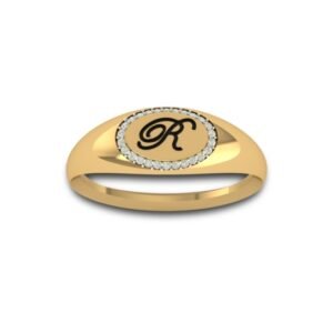 Hafsah Gold And Diamond Alphabet Ring