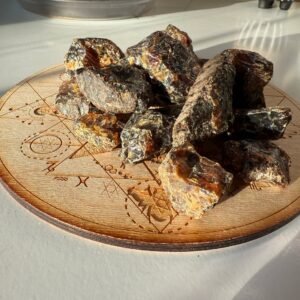 Handheld Rare Sumatran Blue Amber Chunks from Indonesia