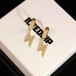 Iced AAA+ CZ Lightning Sign Hip Hop Earring