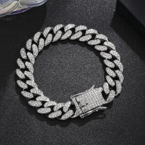 Iced Cuban Link Bracelet (18mm) in White Gold