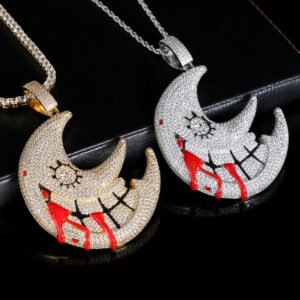 Iced Out Celestial Moon Pendant