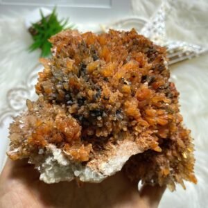 Incredible XXL Sparkling Orange Creedite Geode Specimen ~ Locality Mexico