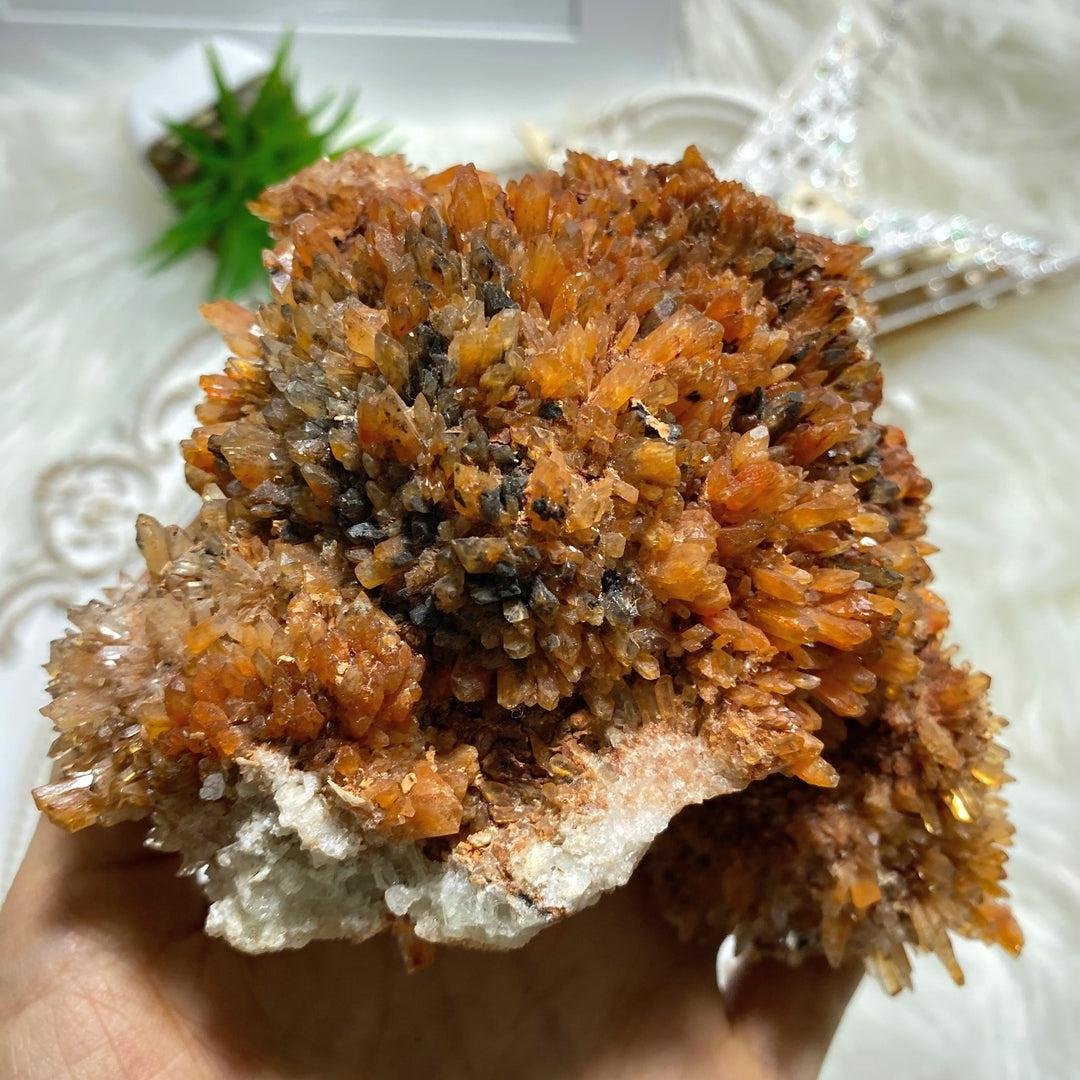 Incredible XXL Sparkling Orange Creedite Geode Specimen ~ Locality Mexico
