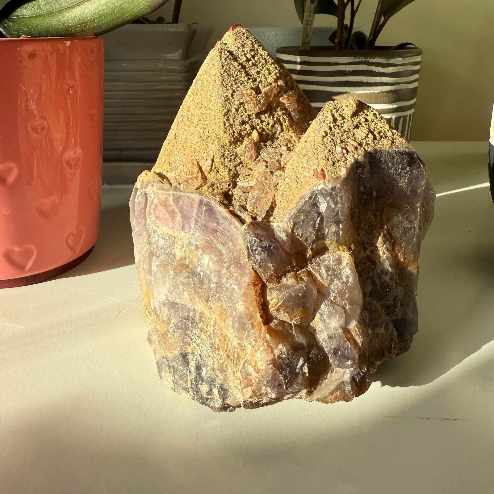 Jumbo Auralite 23 Natural Generator Cluster Of Points With Hematite Crusting And Cap