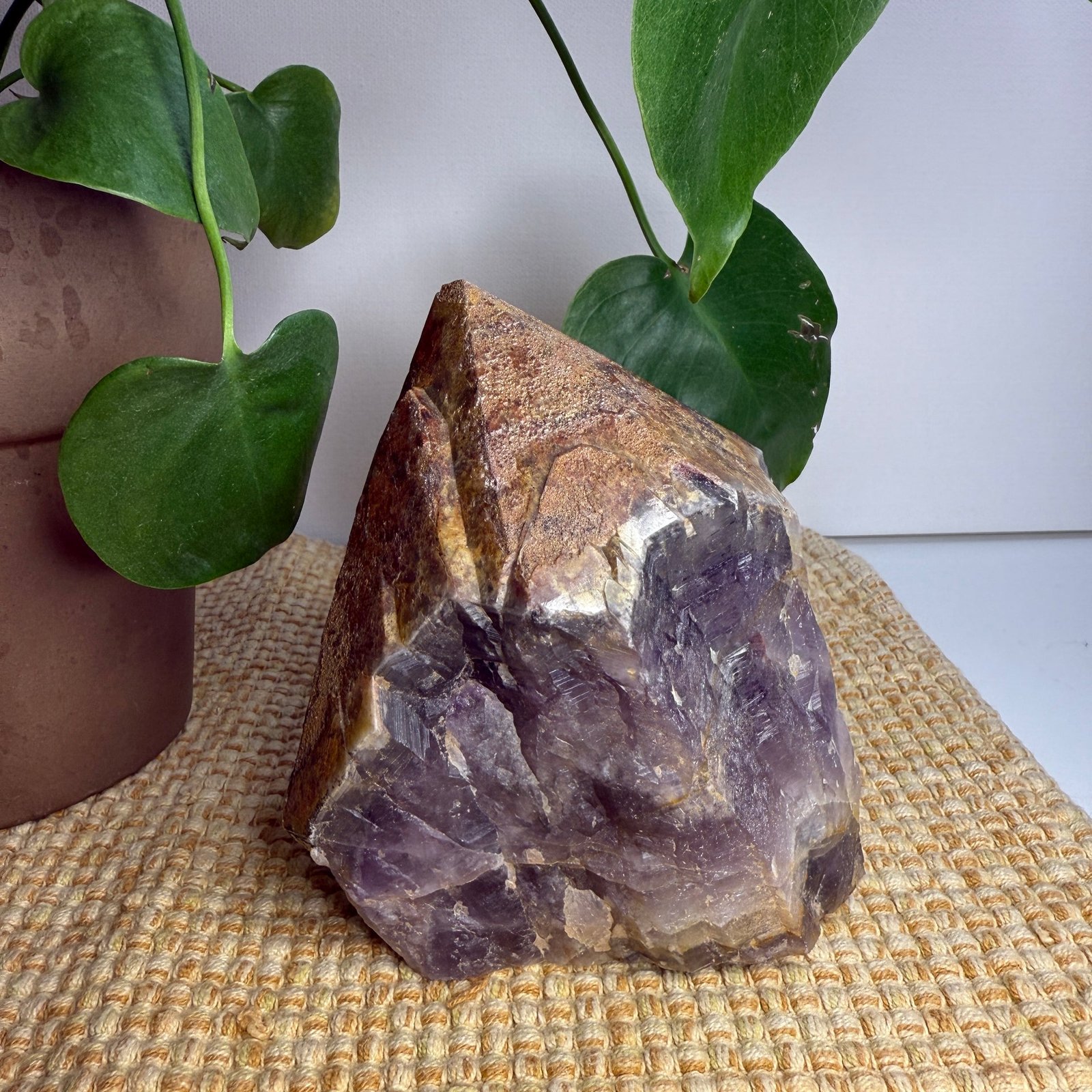 Jumbo Auralite 23 Natural Raw Gemstone Point with Record Keepers and Hematite Crust Jumbo Auralite 23 Natural Raw Gemstone Point with Record Keepers and Hematite Crust