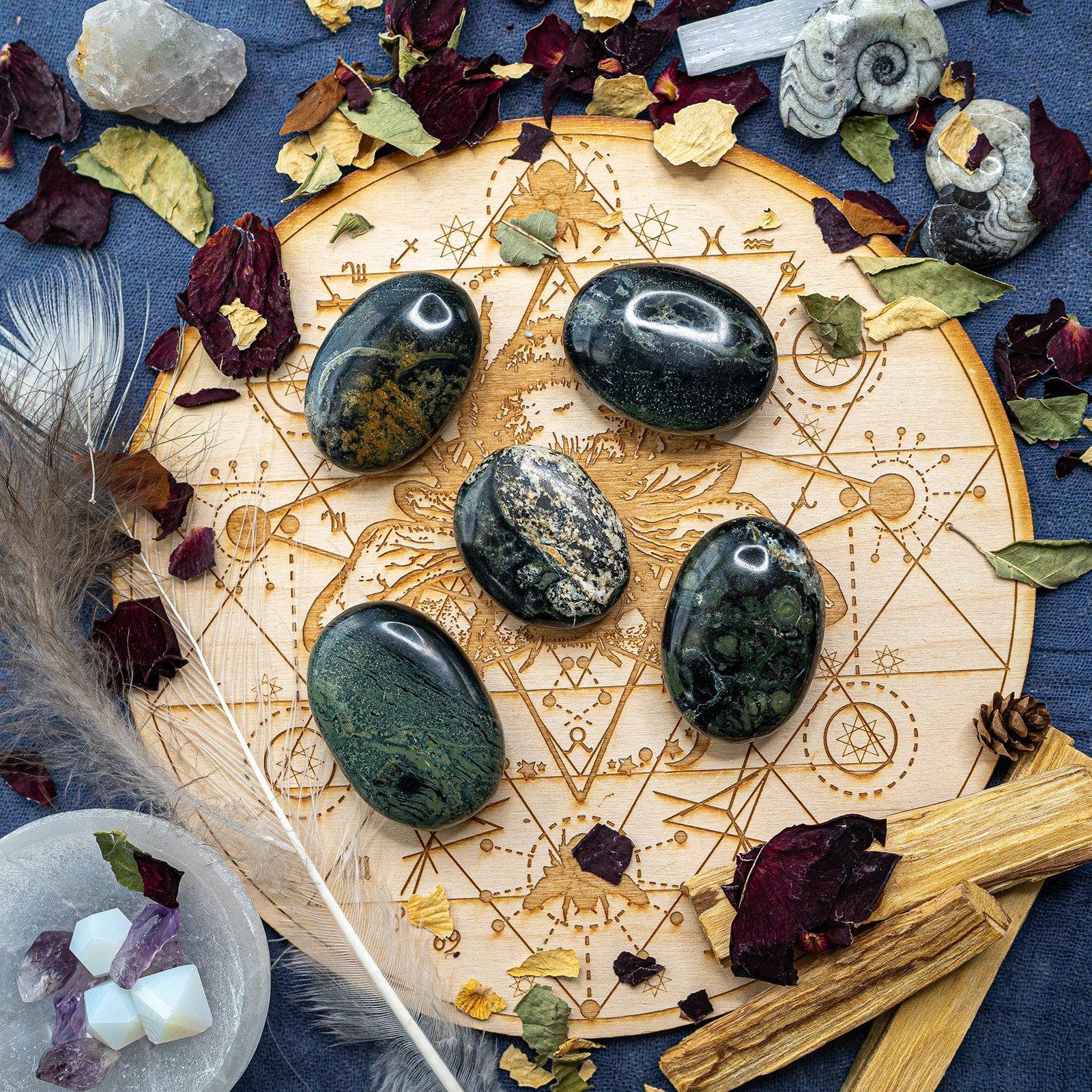 Kambaba Jasper Pillow Palm Stones ~ Secure The Heart In Love