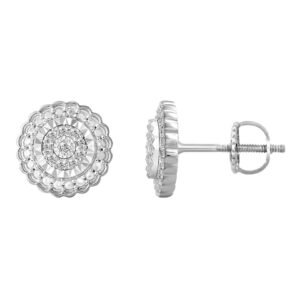 LADIES EARRING 1/10 CT ROUND DIAMOND 10K WHITE GOLD