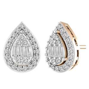 LADIES EARRING 1/2 CT ROUND/BAGUETTE DIAMOND 10K ROSE GOLD