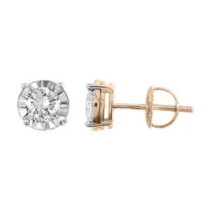 LADIES EARRING 1/2 CT ROUND DIAMOND 10K ROSE GOLD