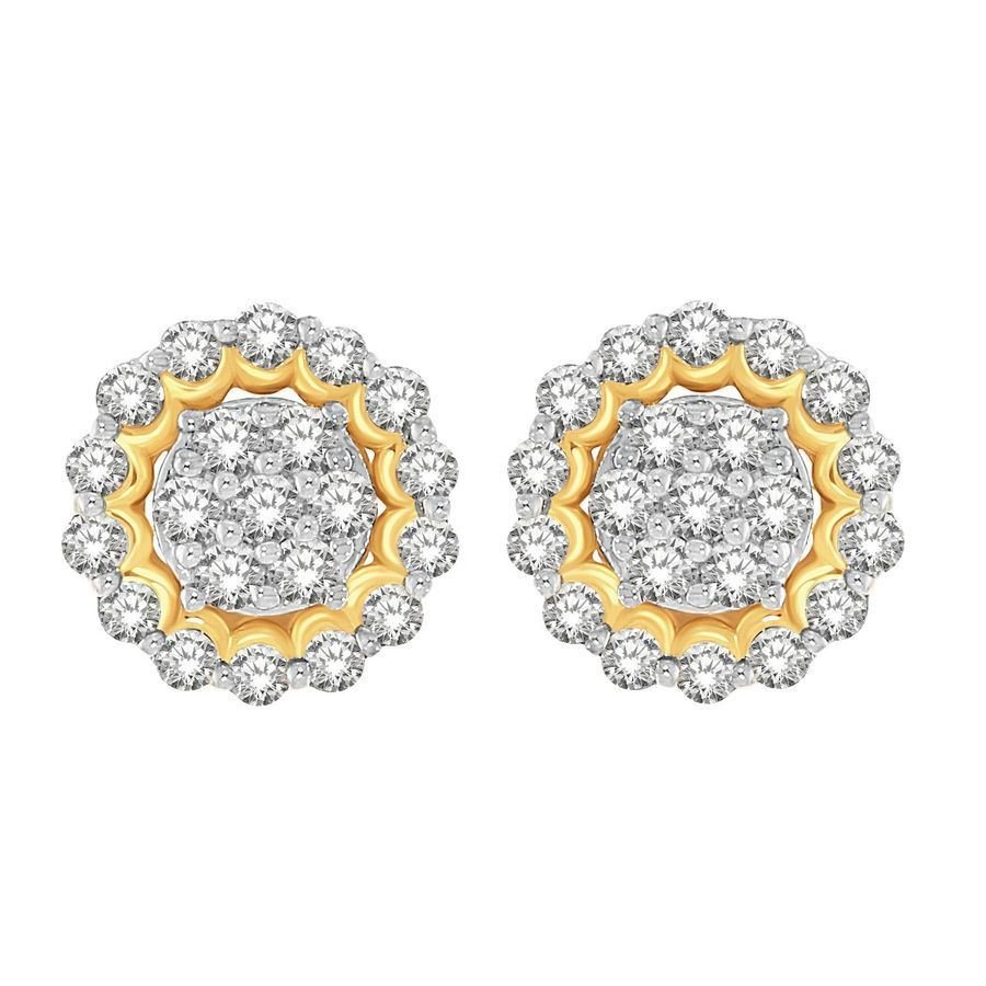 LADIES EARRING 1/2 CT ROUND DIAMOND 10K YELLOW GOLD