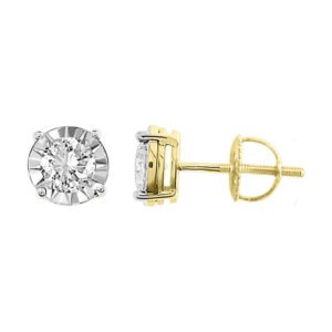 LADIES EARRING 1/2 CT ROUND DIAMOND 10K YELLOW GOLD