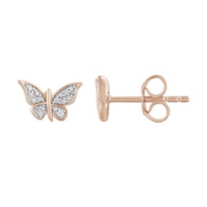 LADIES EARRING 1/20 CT ROUND DIAMOND 10K ROSE GOLD