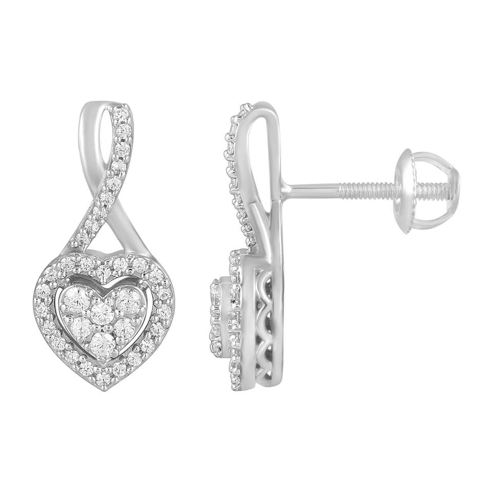 LADIES EARRING 1/3 CT ROUND DIAMOND 10K WHITE GOLD