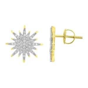 LADIES EARRING 1/3 CT ROUND DIAMOND 10K YELLOW GOLD