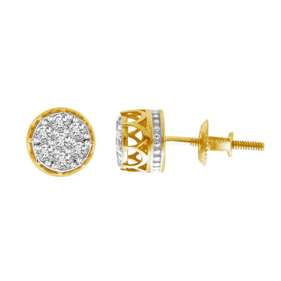 LADIES EARRING 1/3 CT ROUND DIAMOND 10K YELLOW GOLD