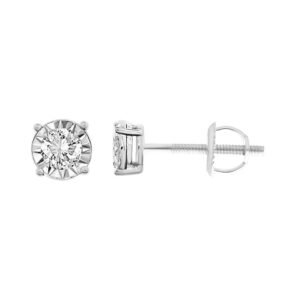 LADIES EARRING 1/3 CT ROUND DIAMOND SILVER