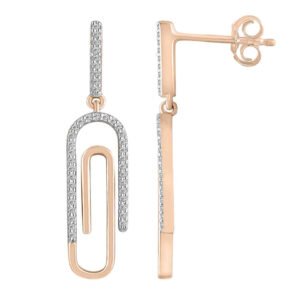 LADIES EARRING 1/4 CT ROUND DIAMOND 10K ROSE GOLD