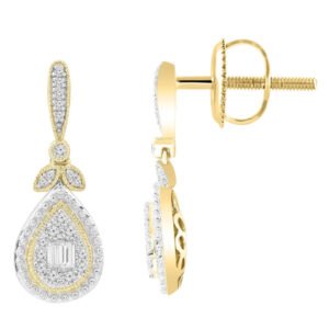 LADIES EARRING 1/4 CT ROUND DIAMOND 10K YELLOW GOLD
