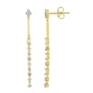 LADIES EARRING 1/4 CT ROUND DIAMOND 10K YELLOW GOLD