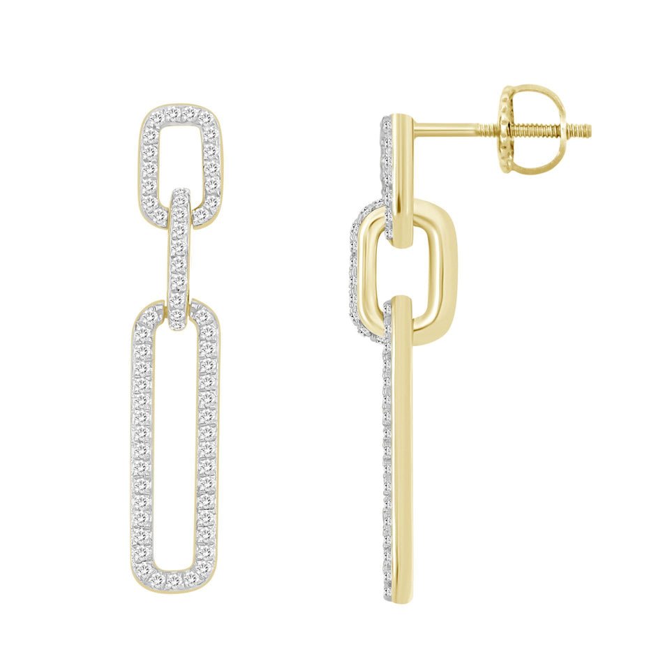 Ladies Earring 1/4 Ct Round Diamond 10k Yellow Gold