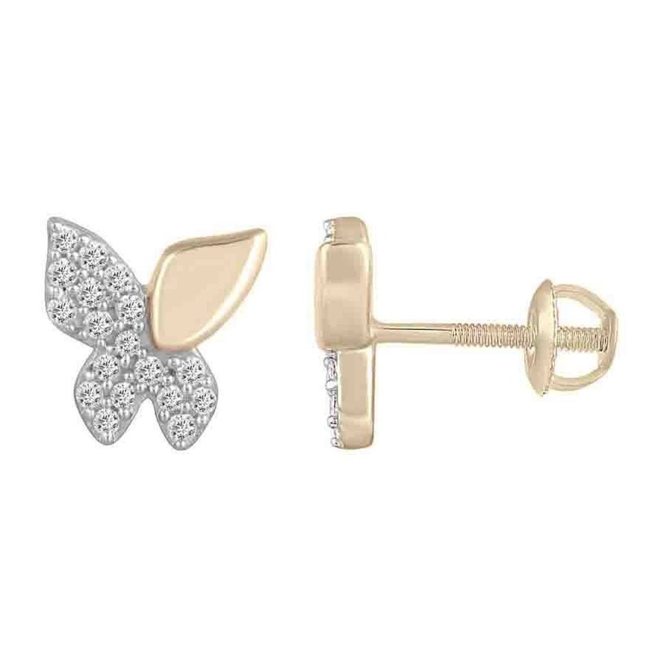 LADIES EARRING 1/5 CT ROUND DIAMOND 10K YELLOW GOLD