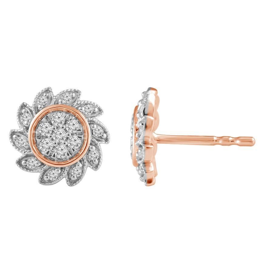 LADIES EARRING 1/6 CT ROUND DIAMOND 10K ROSE GOLD
