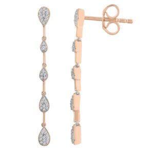 LADIES EARRING 1/6 CT ROUND DIAMOND 10K ROSE GOLD