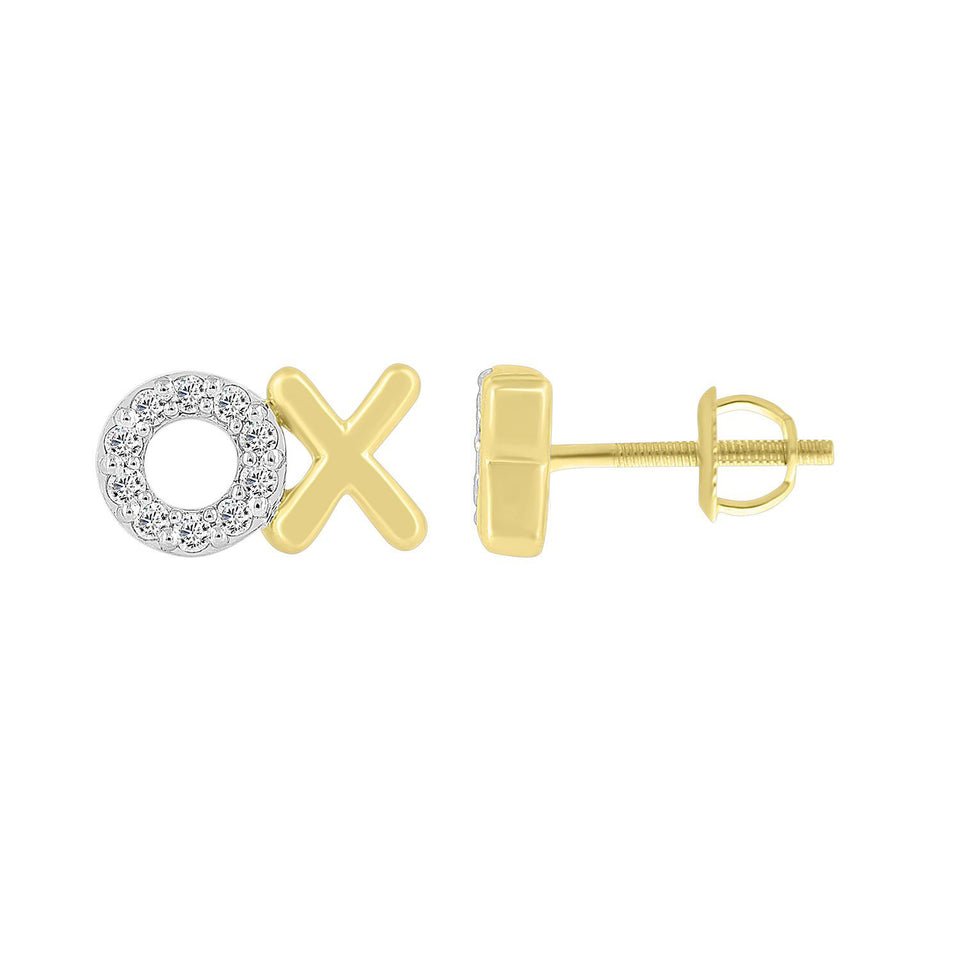 Ladies Earring 1/6 Ct Round Diamond 10k Yellow Gold