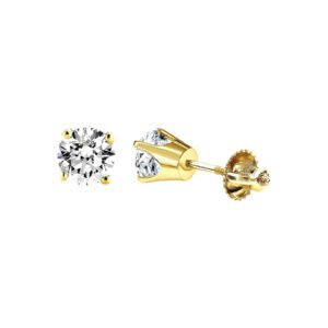 LADIES EARRING 1/6 CT ROUND DIAMOND 14K YELLOW GOLD