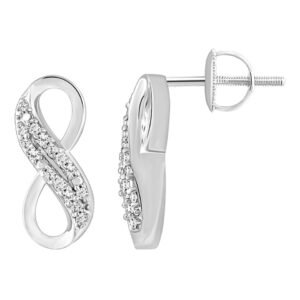 LADIES EARRING 1/8 CT ROUND DIAMOND 10K WHITE GOLD
