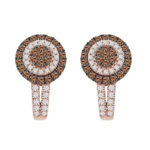 LADIES EARRING 1 CT WHITE/CHOCOLATE ROUND DIAMOND 10KROSE GOLD