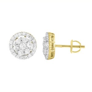 LADIES EARRING 3/4 CT ROUND DIAMOND 10K YELLOW GOLD