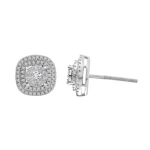 LADIES EARRINGS 1/2 CT ROUND DIAMOND 10K WHITE GOLD