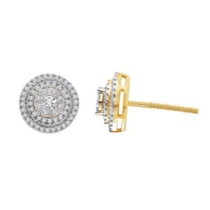 LADIES EARRINGS 1/2 CT ROUND DIAMOND 10K YELLOW GOLD