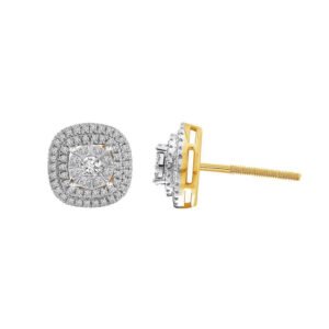 LADIES EARRINGS 1/2 CT ROUND DIAMOND 10K YELLOW GOLD