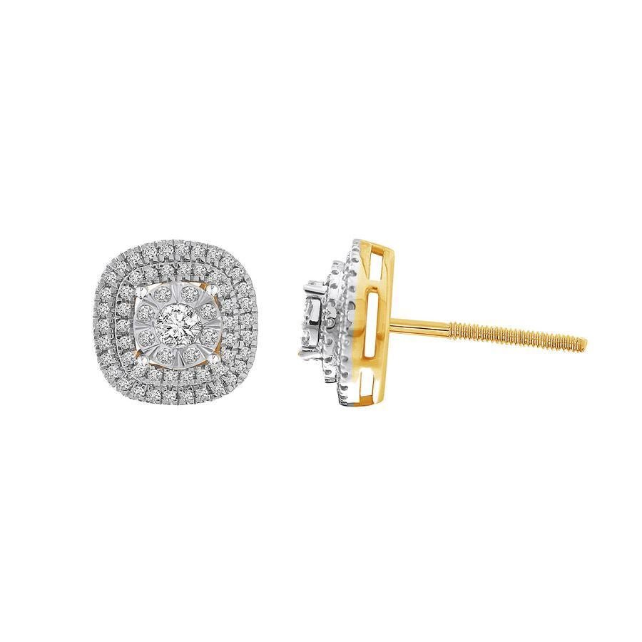 LADIES EARRINGS 1/2 CT ROUND DIAMOND 10K YELLOW GOLD