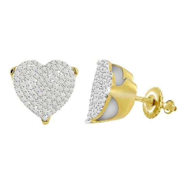 LADIES EARRINGS 1/2 CT ROUND DIAMOND 10K YELLOW GOLD