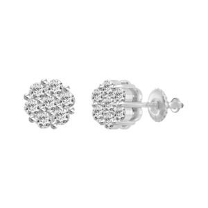 LADIES EARRINGS 1/2 CT ROUND DIAMOND 14K WHITE GOLD