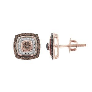 LADIES EARRINGS 1/3 CT ROUND DIAMOND 10K ROSE GOLD