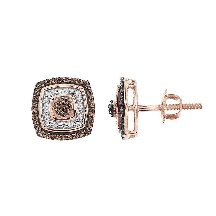 LADIES EARRINGS 1/3 CT ROUND DIAMOND 10K ROSE GOLD