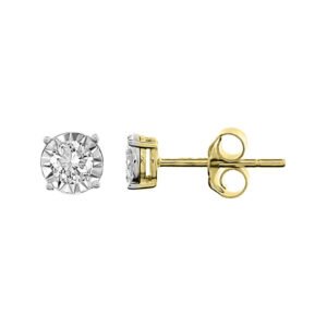 LADIES EARRINGS 1/3 CT ROUND DIAMOND 10K YELLOW GOLD