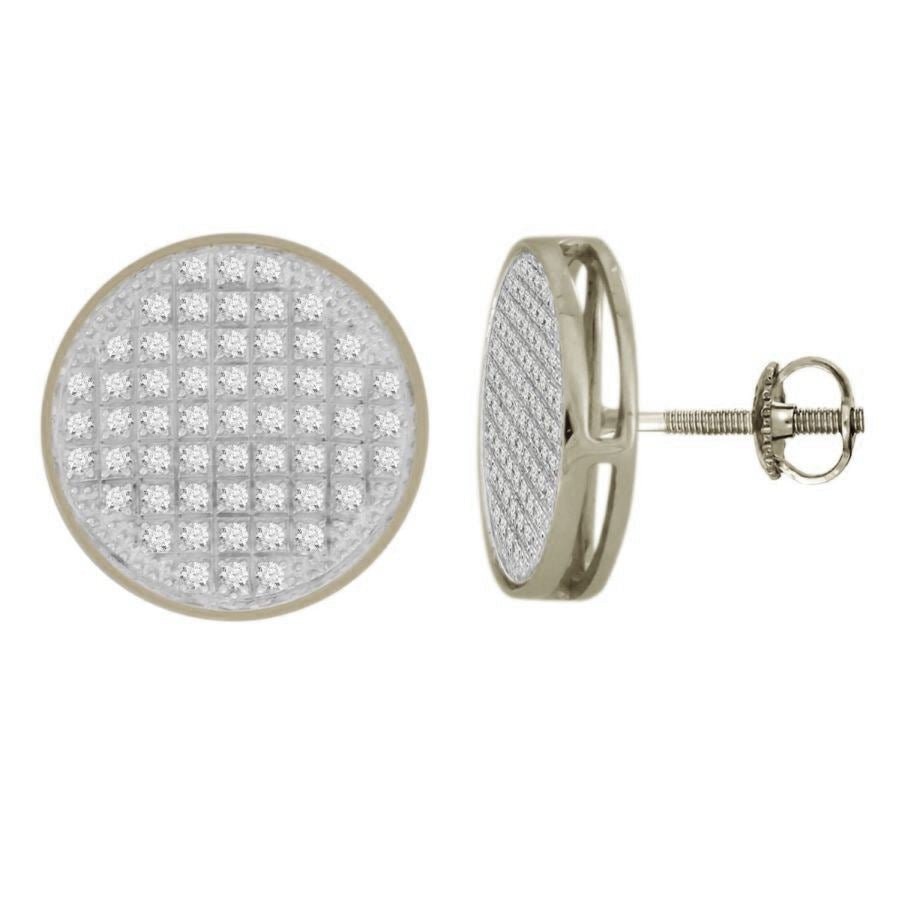 LADIES EARRINGS 1/3 CT ROUND DIAMOND SILVER
