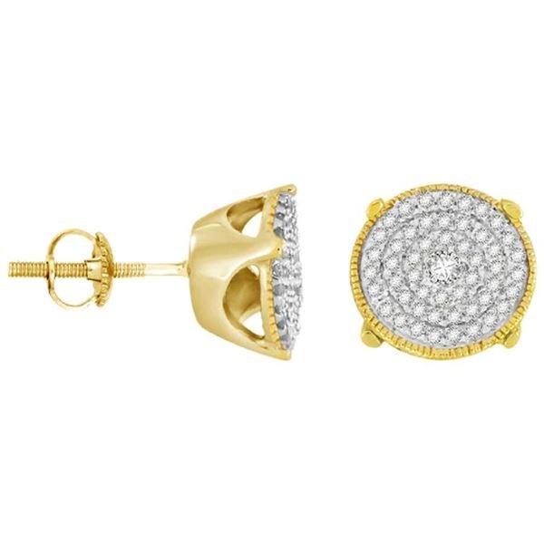 Ladies Earrings 1/4 Ct Round Diamond 10k Yellow Gold