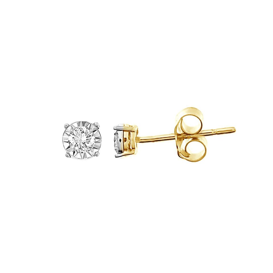LADIES EARRINGS 1/4 CT ROUND DIAMOND 10K YELLOW GOLD