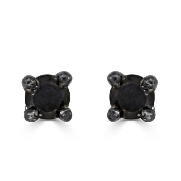 Ladies Earrings 1/6 Ct Black Round Diamond Silver