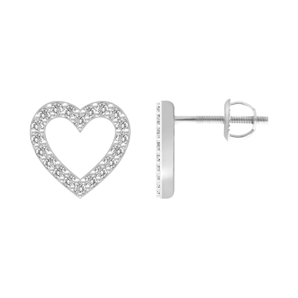 LADIES EARRINGS 1/6 CT ROUND DIAMOND 10K WHITE GOLD