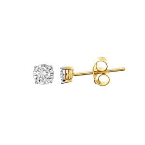LADIES EARRINGS 1/6 CT ROUND DIAMOND 10K YELLOW GOLD