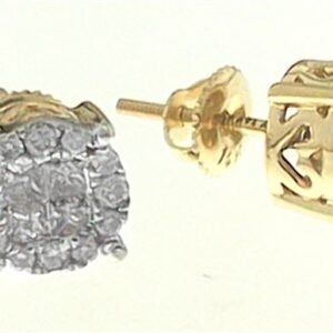 LADIES EARRINGS 1 CT ROUND/PRINCESS DIAMOND 14K YELLOW GOLD